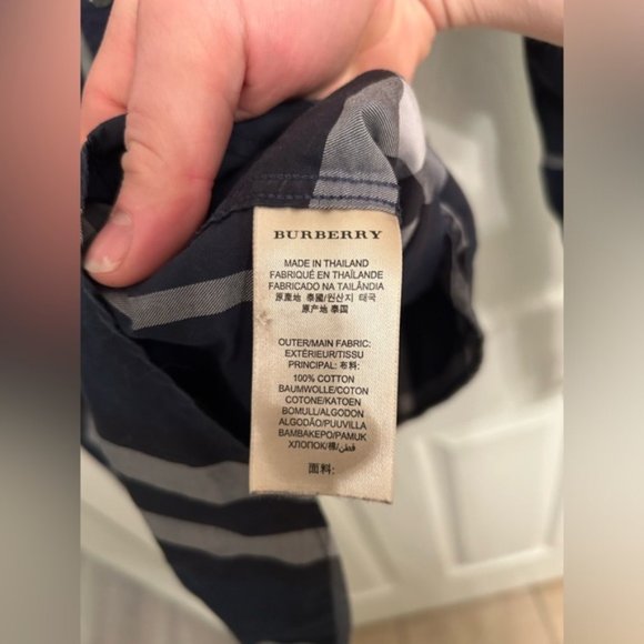 SOLD Dark Blue Burberry Brit Nova Check Button Up Shirt - Picture 4 of 5